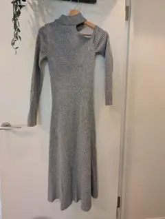 Rad ワンショルダーニット ワンピース グレー