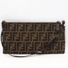 美品　フェンディ　ズッカ柄　キャンバス　ショルダーバッグ　ブラウン