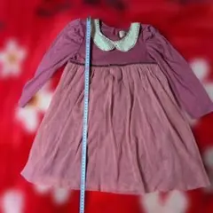 ピンクのレース付き襟ワンピース120cm