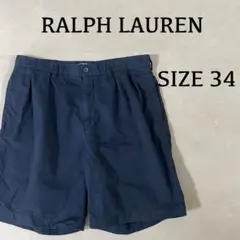 90s POLO RALPH LAUREN ハーフパンツ サイズ34 ネイビー