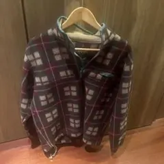 チェック柄フリースジャケット　ハーフジッパー