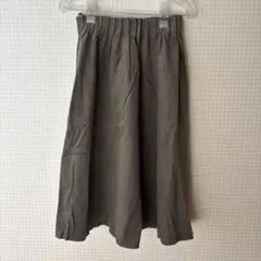 値下げ　カーキグレー フレアスカート ゴムウエストのサムネイル