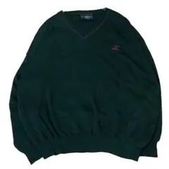 イタリア製 ニットセーター PRESCOTT Vネック ロゴ刺繍 薄手a84