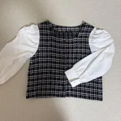 チェック柄長袖ブラウス