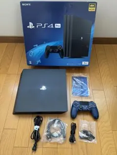 SONY PS4 Pro 1TB 4K HDR 黒 本体と青コントローラー