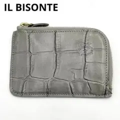 イルビゾンテ マルチコインケース ミニ財布 カードケース グレー クロコ型押し