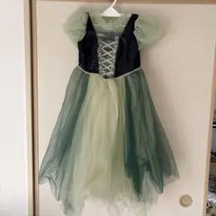 ディズニーアナ風緑色と黒のチュールドレス 130cm アナと雪の女王