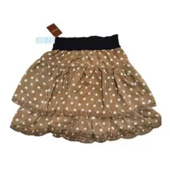 axes femme スカラップ刺繍 ドット ブラウン 水玉 スカート
