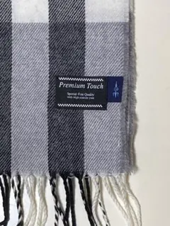 メンズマフラー オリヒカ Premium Touch チェック グレー/ブラック