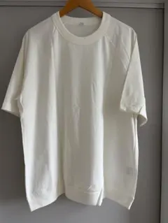 ユニクロ　ホワイト　クルーネック　半袖Tシャツ　ラグラン　XLサイズ