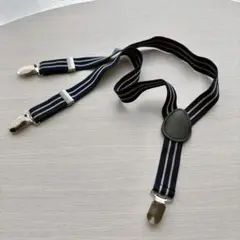 美品★子供用サスペンダー　ネイビー　ストライプ