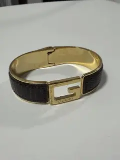 GUCCI Gロゴ バングル ゴールド ダークブラウン ヴィンテージのサムネイル