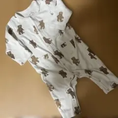 クマ柄 コットンロンパース　ジェラピケロンパース