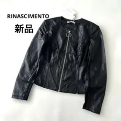 新品✨リナシメント エコレザー ジャケット イタリア製 異素材 切替 ブラック