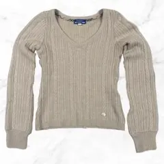 美品 バーバリー ブルーレーベル アイボリー アンゴラ混 ケーブルニット M