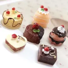 【6個セット】ミニチュア ケーキ ドールハウス スイーツ デザート パーツ