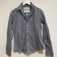 フランク＆アイリーン BALLY スキッパーシャツ ギンガムチェック 黒白