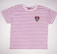 未使用♥ディズニー／ミニーちゃん／ピンク×白ボーダーTシャツ♥110cm