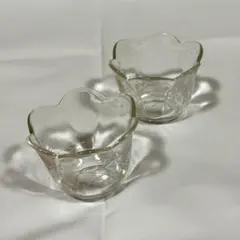 フローラルデザイン ガラスデザートカップ 2個セット