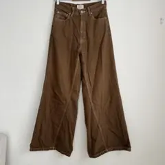 ungridデニムワイドパンツ ブラウン カットオフ25インチ