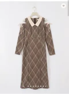 アンミール　ショルダーカットチェックワンピース