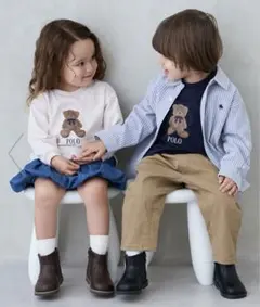 【新品未使用】プティマインPOLO BCSクマグラフィック長袖T+スカパンセット