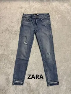 値下げ！ZARAライトブルー スキニーデニム ダメージ加工