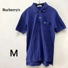90s Burberrys' ポロシャツ 半袖 Ｍ　ネイビーヴィンテージ 古着