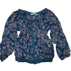 00s フェアリーグランジ　花柄シフォンブラウス　森ガール　平成レトロ