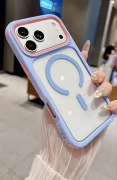 【新品】iPhone16 ケース MagSafe対応 耐衝撃 クリア パープル