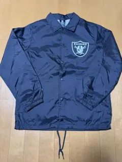 MAJESTIC RAIDERS ナイロン コーチジャケット 黒 胸プリント