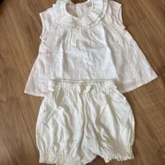 プティマイン フリル付きトップス ショートパンツセット