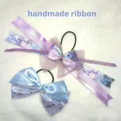 ヘアゴム 雪の結晶 ブルー パープル キラキラ