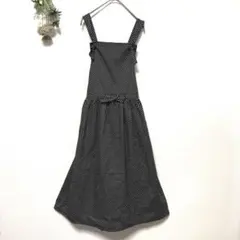 日本製｜コットン100%ドット柄ジャンパースカート｜ロング｜マキシ丈｜M〜Lのサムネイル