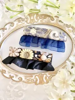 【8Mar.515】インド刺繍リボンバレッタ8cm＊2点セット