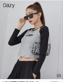 shein DAZY カラーブロック ラグラン クロップドTシャツ