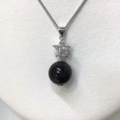 《人気！》天然黒珊瑚ペンダントトップ 13.5mm【スター☆フラワー】かわいい