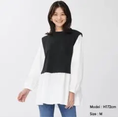 GU ベストコンビネーションチュニック ブラック　M
