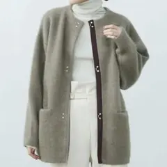 LAGUNAMOON ラクーン配色ニットカーディガン（モカ）