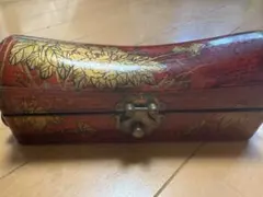 アンティーク 木製ボックス 金色の花模様