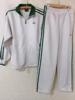 101974 アディダス　ジャージ上下　サイズS ベージュｘ緑