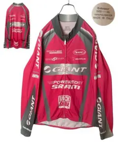 イタリア製GIANTピンクカラーリング伸縮ジャージ素材サイクルジャケットゆったりのサムネイル