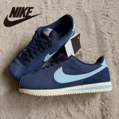 新品 NIKE ウィメンズ コルテッツ スニーカー ネイビー ライトブルー 25のサムネイル