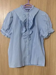 ZARA フリルブラウス ブルー