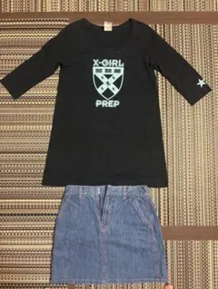 x-girl ロンt SNOOTY PREPコラボ とデニムスカートのセット