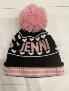 SISTER JENNIニット帽子Sサイズポンポン付き 黒ピンクシスタージェニィ