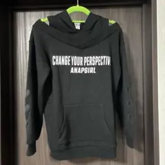 ANAPGIRL ブラックパーカー フード付き　S