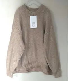 新品【大きいサイズ】SEASON REASON杢ベージュ色起毛ニットセーターLL