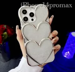 1293 iPhone14promaxケース ハート 韓国風 立体キラキラ