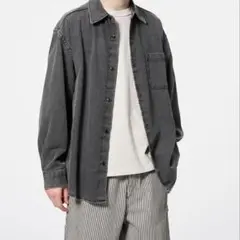 gu ウォッシュドシャツ デニム グレー Lサイズ